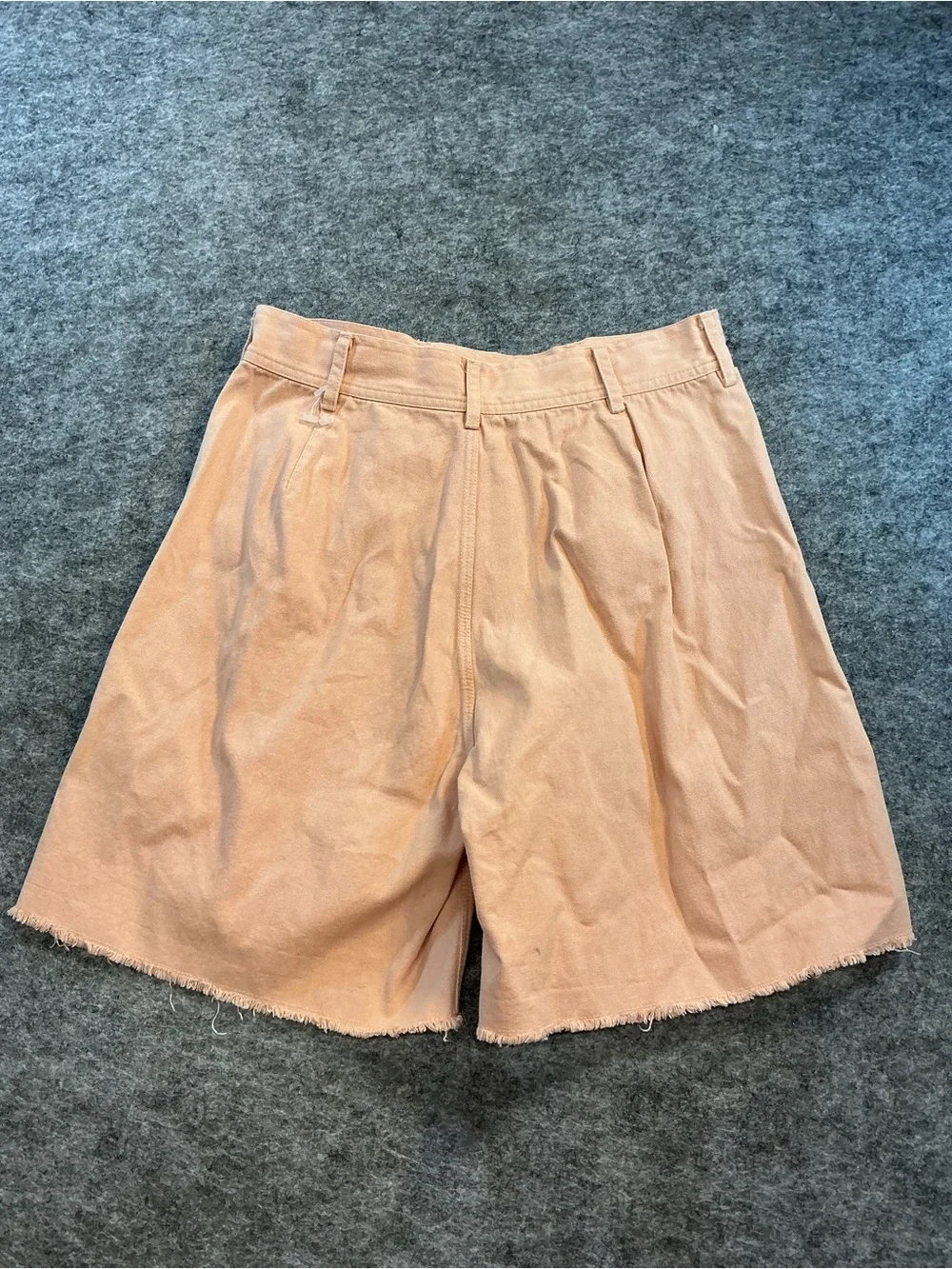 Mollusk California Boho Retro Women’s High-Rise Frayed Hem Shorts in Peach